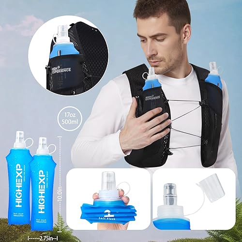 Miniatura 4 de Chaleco para correr, ligero, 4L, mochila de hidratación con 2 botellas suaves de 17 onzas, para correr, maratón, ciclismo, senderismo, para mujeres
