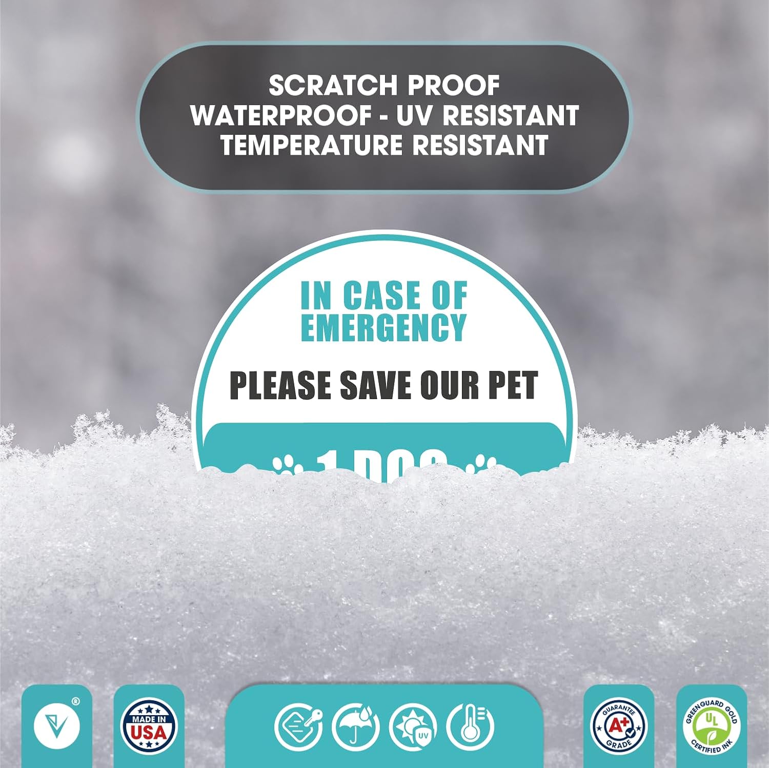 Customizable Pet Emergency Stickers | Set of 3 Custom Save Our Pets Window & Door Warning Round Decal | in Case of Emergency Dog & Cat Rescue 5in x 5in Round Sign | Waterproof Outdoor Vinyl