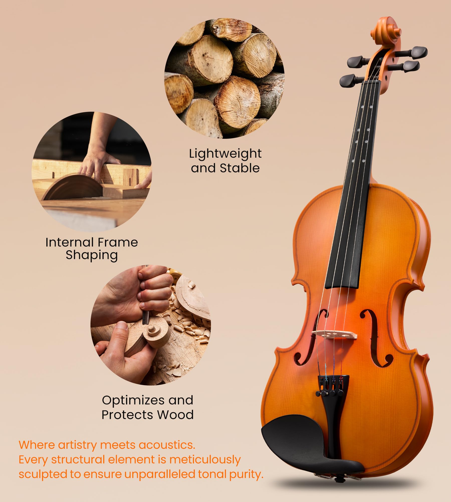 Tostar Akustische Violine in voller Größe 4/4 Violine Set Starter Kit mit Tragetasche, Violinbogen, Steg, Kolophonium, Schulterstütze, Aufkleber, Anleitung extra Saiten für Anfänger, Retro, matt