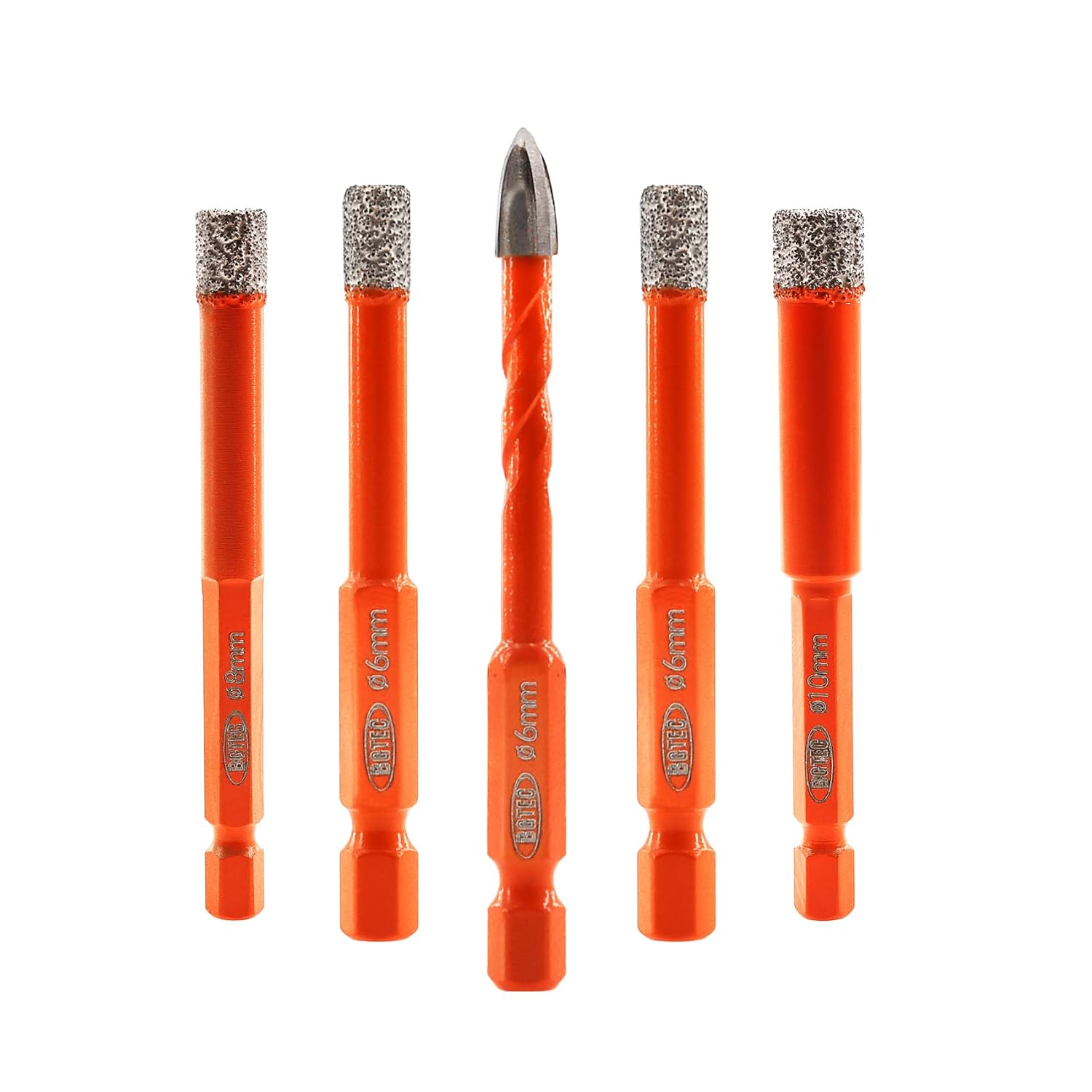 BGTEC Dry Diamond Drill Bits Set Tile Drill Bit 6/6/8/10mm with Quick