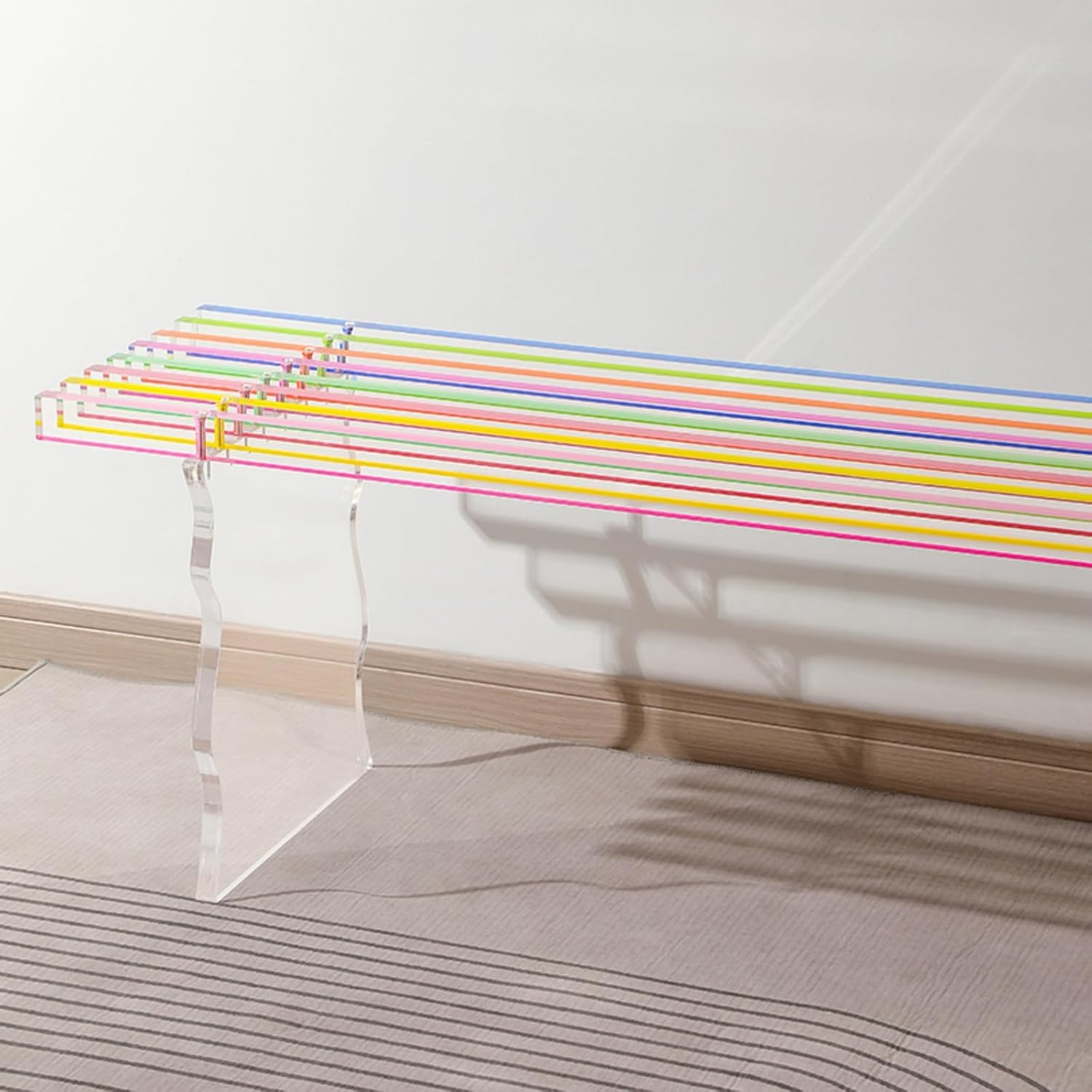 TOMTREE Entryway Bench, Acrylic Storage Bench for Living Room, Indoor Entryway Shoe Bench Seat in Rainbow Color - Medium - Image 3