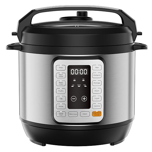 NEWBULIG 16-in-1 Electric Pressure Cooker, 6QT Multi Cooker with 12 Presets, Slow Cook Rice Steamer Sauté Soup Meat Stew Canning Yogurt Maker, Ceramic Inner Pot & Recipe Book Included, Silver