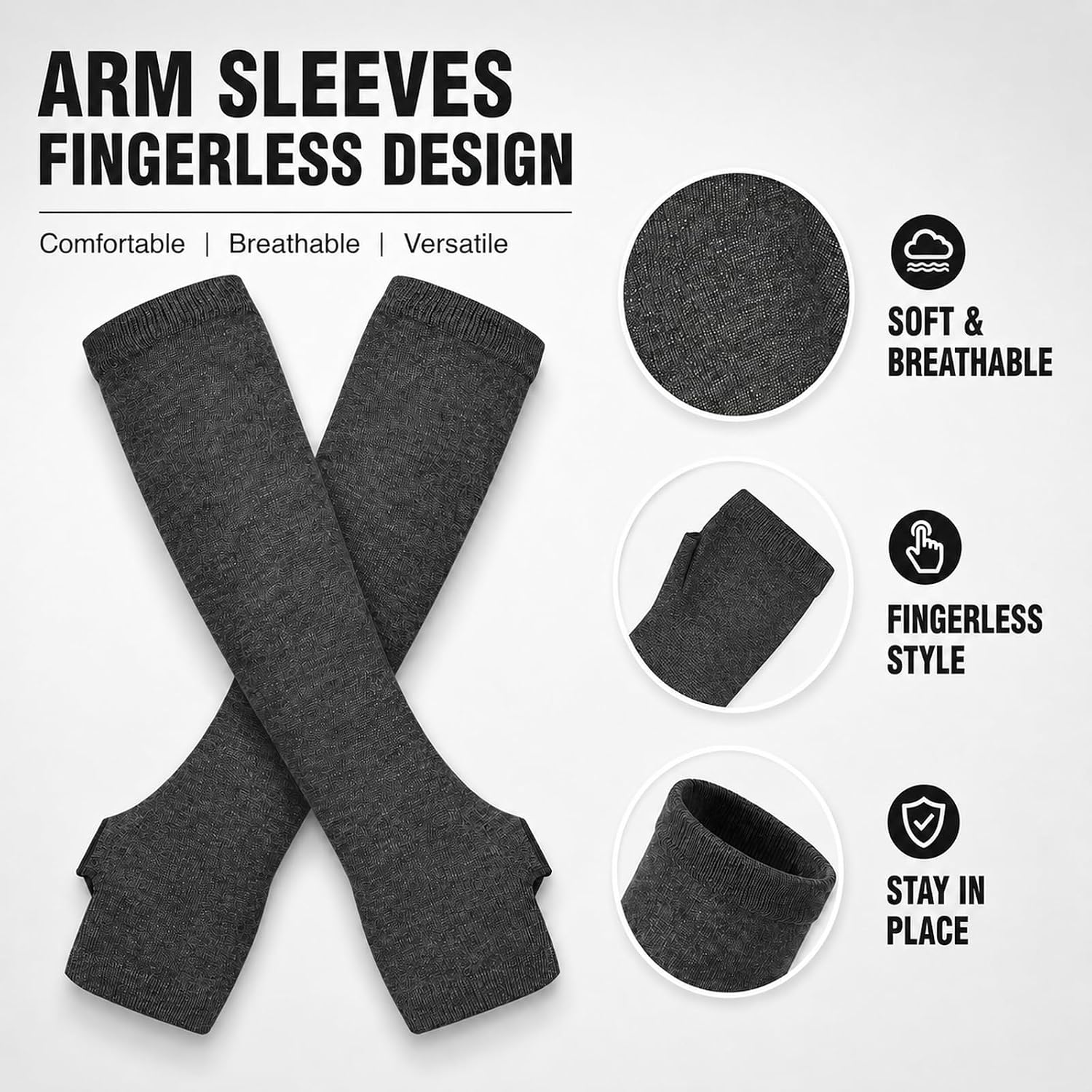 2/4 Sets Womens Striped Knee High Socks Long Knit Arm Warmers Fingerless Gloves Set for Halloween Costume