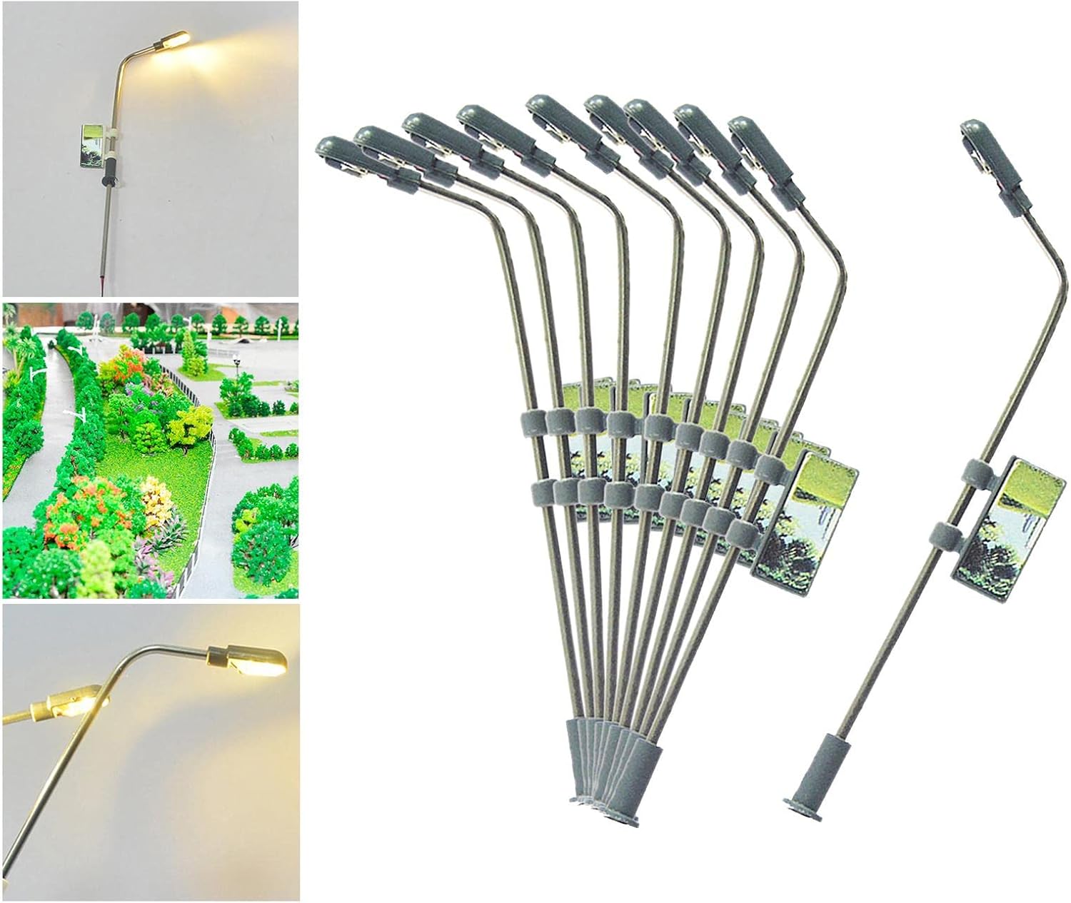 2X 10x Model Train LED Light Micro Landscape Garden Street Lamp Post 1:100