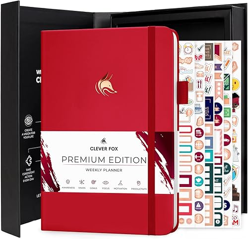 Clever Fox - Agenda edición de alta calidad, semanal y mensual para aumentar tu productividad, gestionar el tiempo y alcanzar tus objetivos, sin