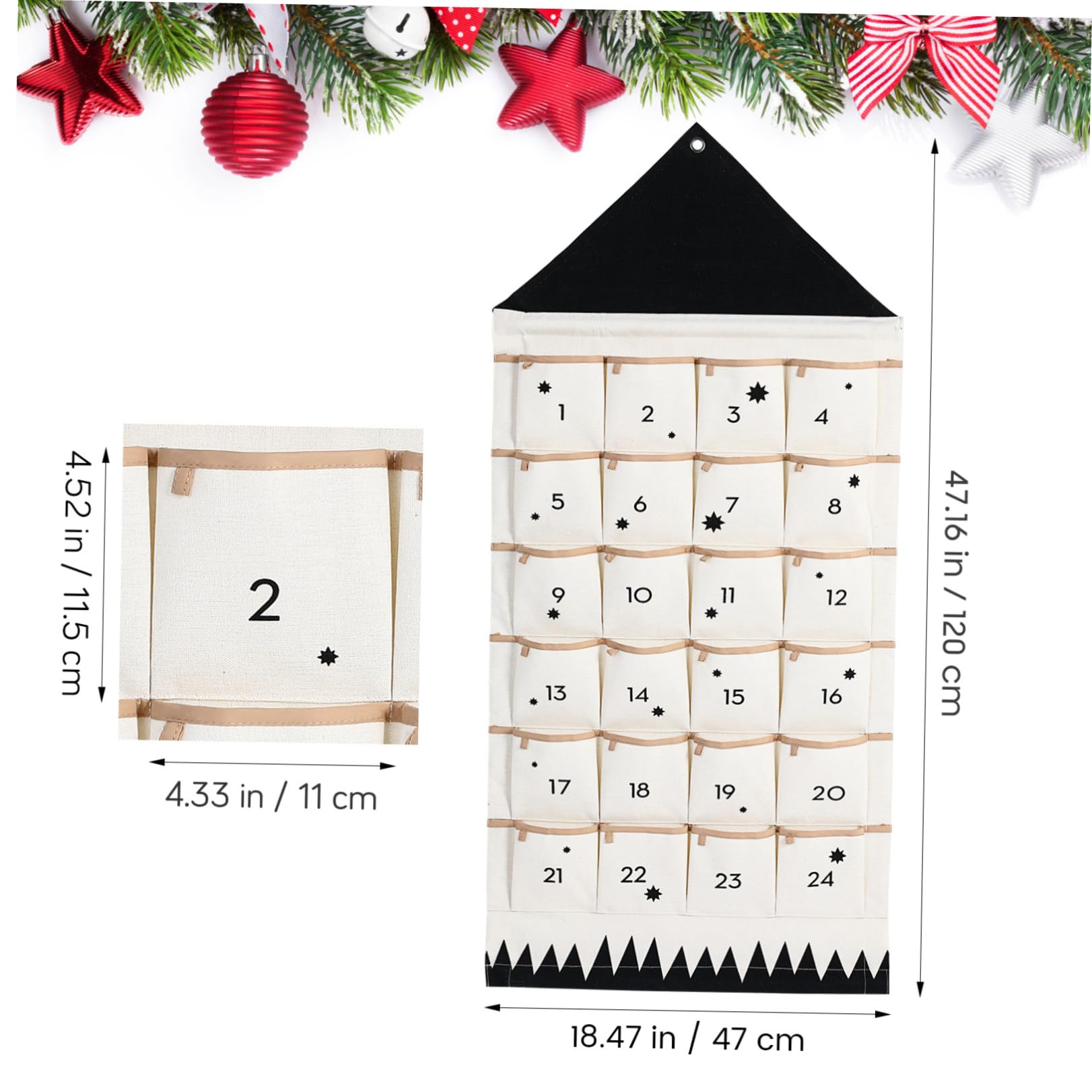 SHINEOFI Calendario Avvento da Appendere Tasche Multiple per Decorazioni Natalizie e Organizzazione a Muro, Contenitore Portaoggetti Natalizio per Casa e Festa