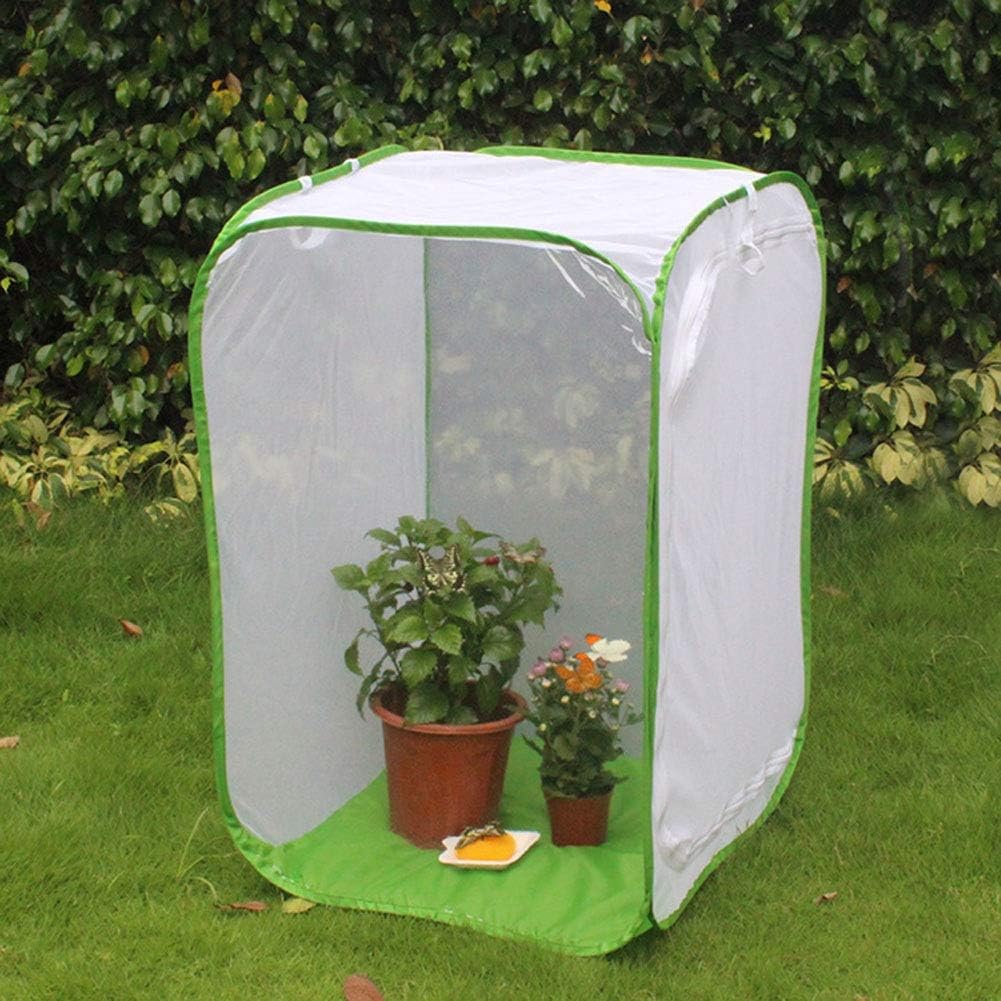 Folding Ventilated Cage with Zipper Opening, Collapsible Mesh Cage for Plant House, Convenient Handle for Easy Transportation, Transparent Material for Observation, Spacious Design