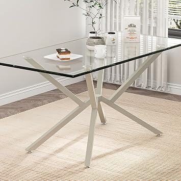 30 Inch Metal Table Base for Dining Room, Heavy Duty Table Legs for Glass, Marble, and Wood Tops, Furniture Legs for Home,Kitchen,Office Silver