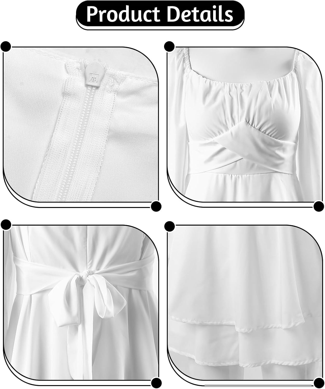 Rompers for Women Boho Off Shoulder Rompers Lantern Long Sleeve Ruffle Layer Back Tie Mini Short Jumpsuit - Image 6