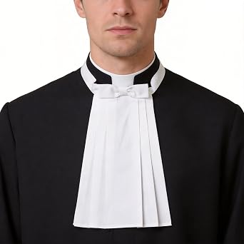 White Clerical Jabot Collar with Bow Tie Pleated Neckwear Court Bands Preaching Bands Formal Accessory