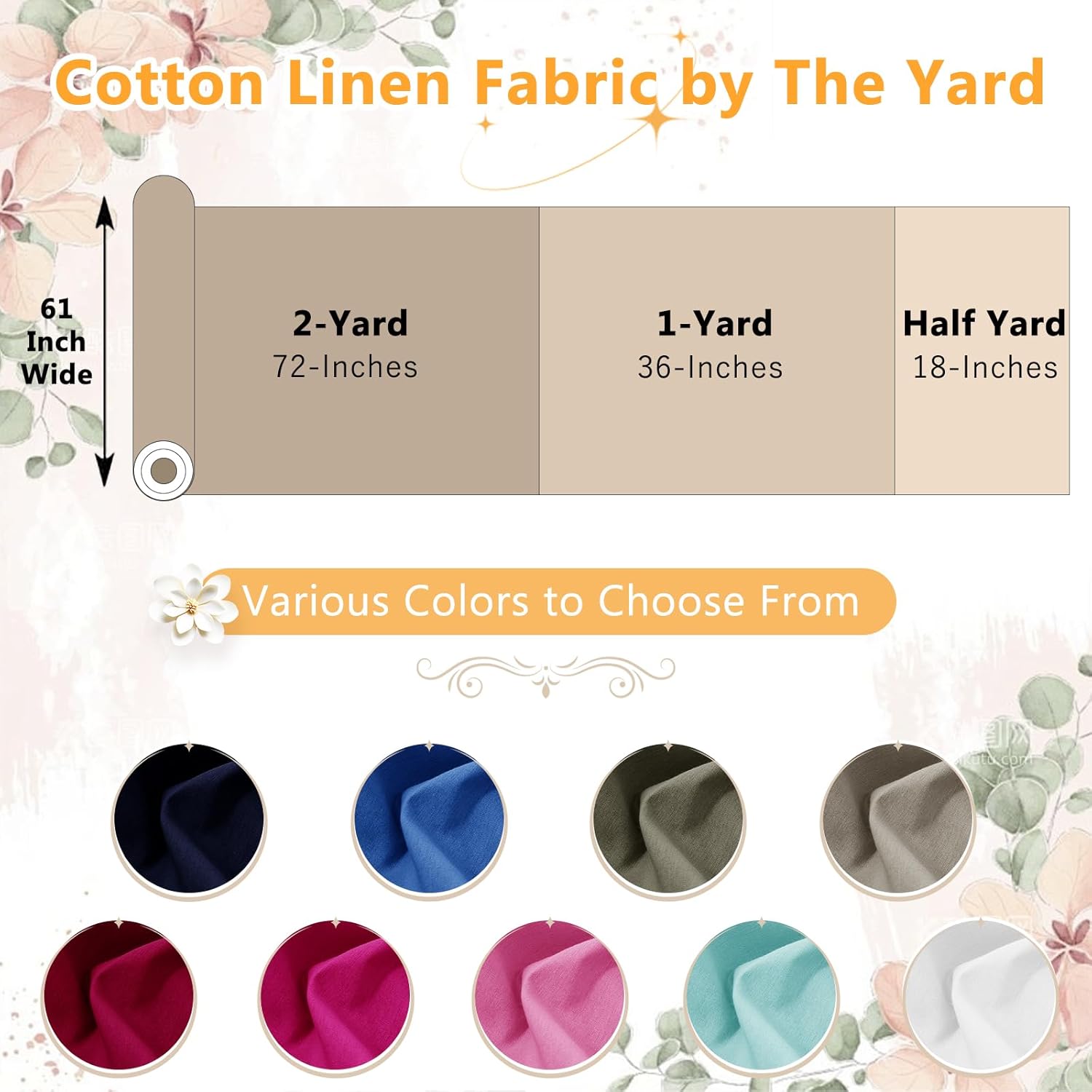 NSGZ Linen Fabric by The Yard, 61 Inch Wide Navy Blue Blend Cloth, 60% Linen 40% Cotton Fabric for Sewing, Embroidery, Needlework and Tablecloths (Navy Blue, 2 Yards)