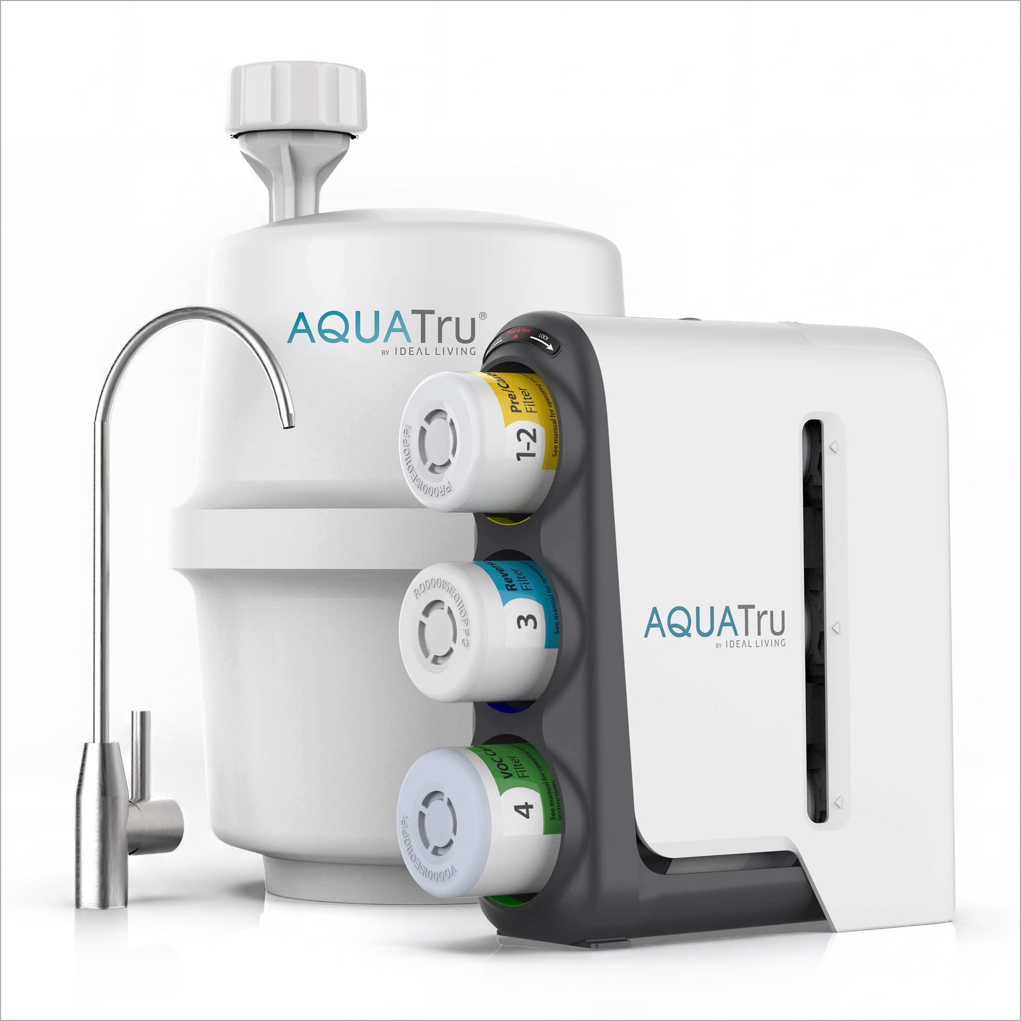 AquaTru Under Sink Reverse Osmosis Water Filters | 4-Stage Water Purification System (Stainless Steel, AquaTru Alkaline Under Sink)