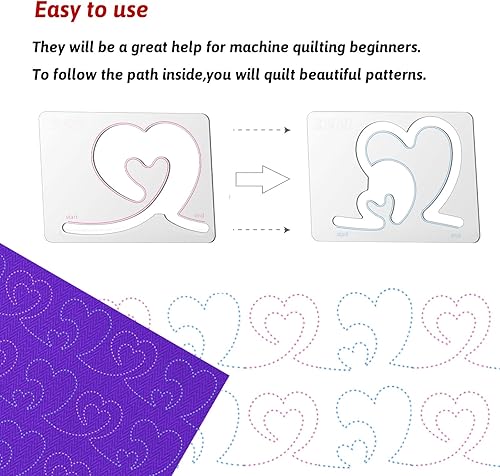 Miniatura 4 de Kapyoo Reglas y plantillas de acolchado Plantillas de acolchado para máquinas Plantillas de acolchado en forma de corazón en forma de corazón