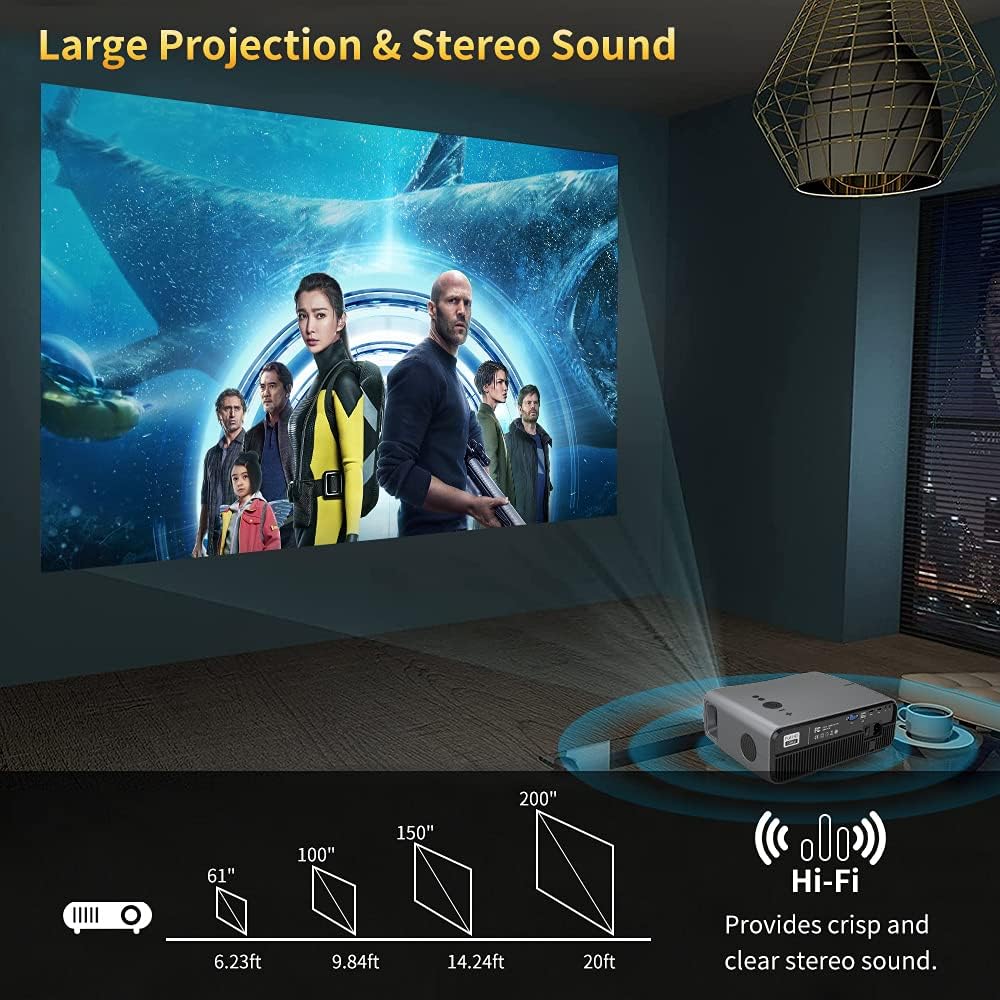 Discount Bluetooth Wireless Projector Portable Led WiFi Outdoor Movie Smart Projector Home Theater Airplay for iPhone Android Dvd Tv Stick Laptop Ps5 Usb Hdmi