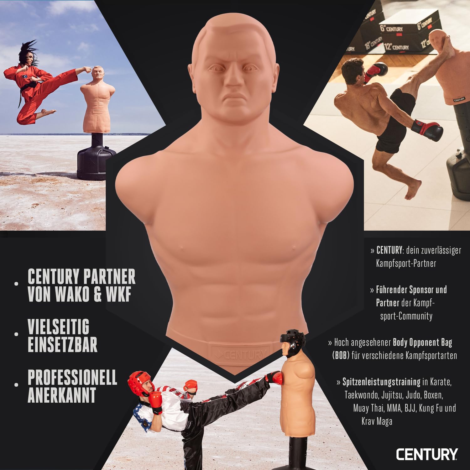 Century Original BOB XL Boxdummy - Höhenverstellbar & authentische Vinylhaut - 152 bis 208cm