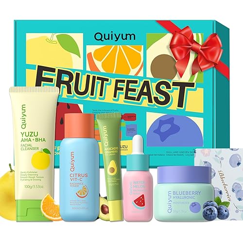 Fruit Skin Care for Teens, 5 Daily Routine Beauty Skin Care Sets - Exfoliation, Smooth, Clean, Oil Control, Firm, Hydrate, Glow Up, Skincare Gift Set for Girls Women, Facial Travel Set, for All Skin