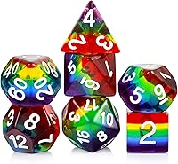 Vista 17 de Juego de dados de juego D&D de White Cat Gaming, DNDND 7 piezas de dados de resina DND con bolsa de terciopelo para juegos de rol y juegos de mesa