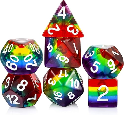 Miniatura 68 de DNDND - Juego de dados DND de resina de 7 piezas con bolsa de terciopelo para juegos de rol D&D y juegos de mesa
