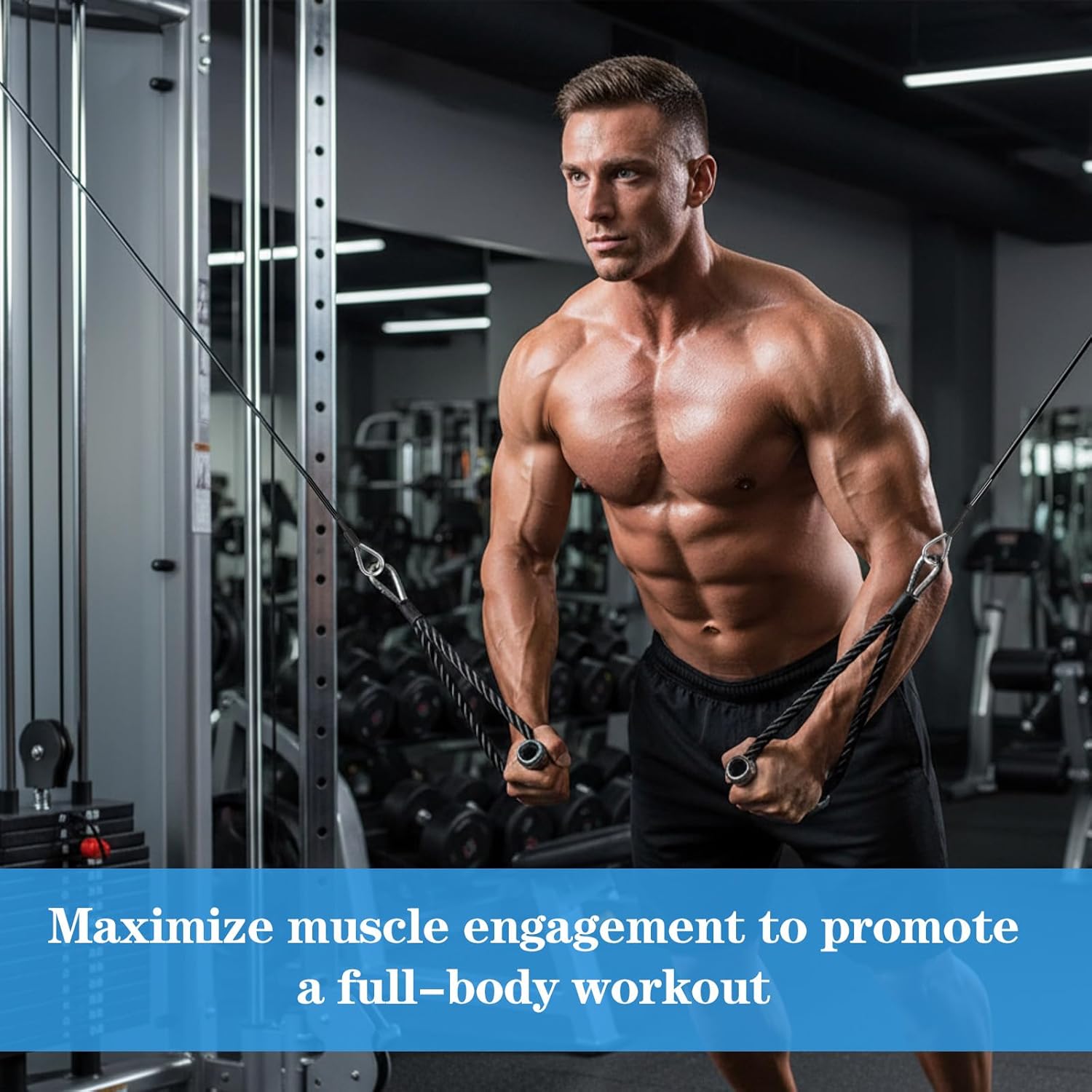 Lusofie 2 Pcs Gym Cable Extension,10 Inch Fitness Extension Rope Attachment,Replacement Gymnasium Cables Machine Extensions for LAT/Tricep Pull Down and Leg Extensions Machine(Thick 5mm) - Image 3