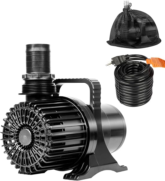 OYO WATER Submersible Water Pump, 9300 GPH Pond Pump for Outdoor Ponds 32.8ft Long Power Cord, Barrier Filter Bag, Ipx8 Waterproof Ultra Quiet Fountain Water Pump for Waterfall, Hydroponic