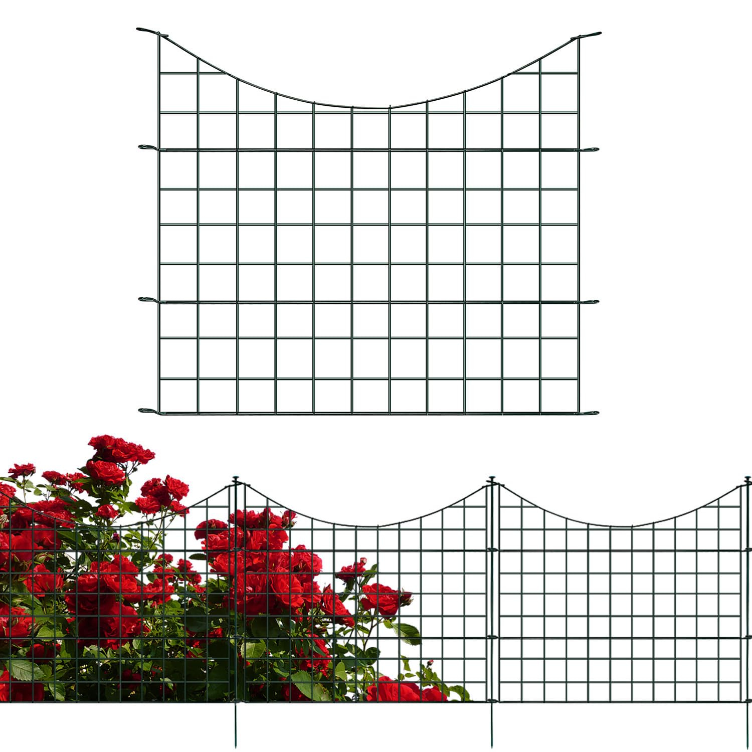 Recinzione da giardino in metallo, 10/20 pezzi, set completo decorativo per recinzioni, recinzioni da giardino, recinzione paesaggistica per aiuole, alberi, barriera animali, cani (20 pezzi