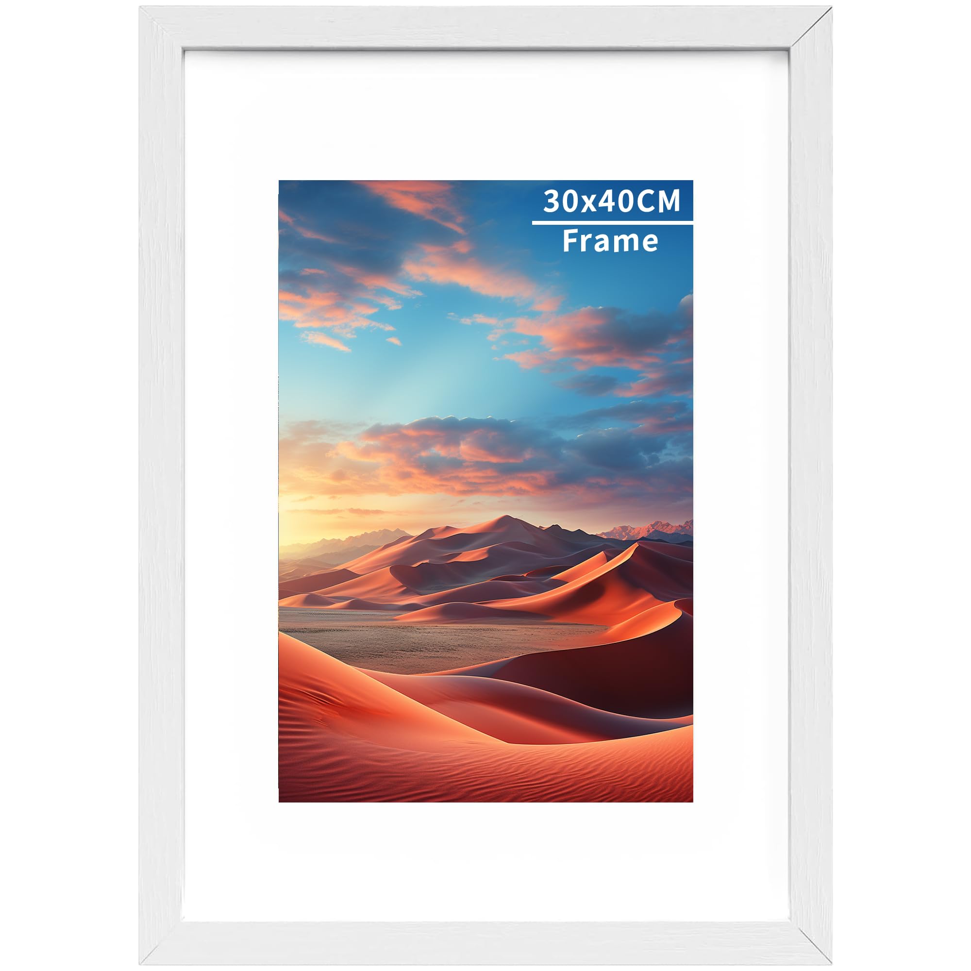 30x40 Picture Frame Wooden Picture Frames,30x40cm Photo Frame with Acrylic Glass, 30x40 Poster Frame with Wall Hanging,Certificate Frames Landscape or Portrait Orientation,White,1P