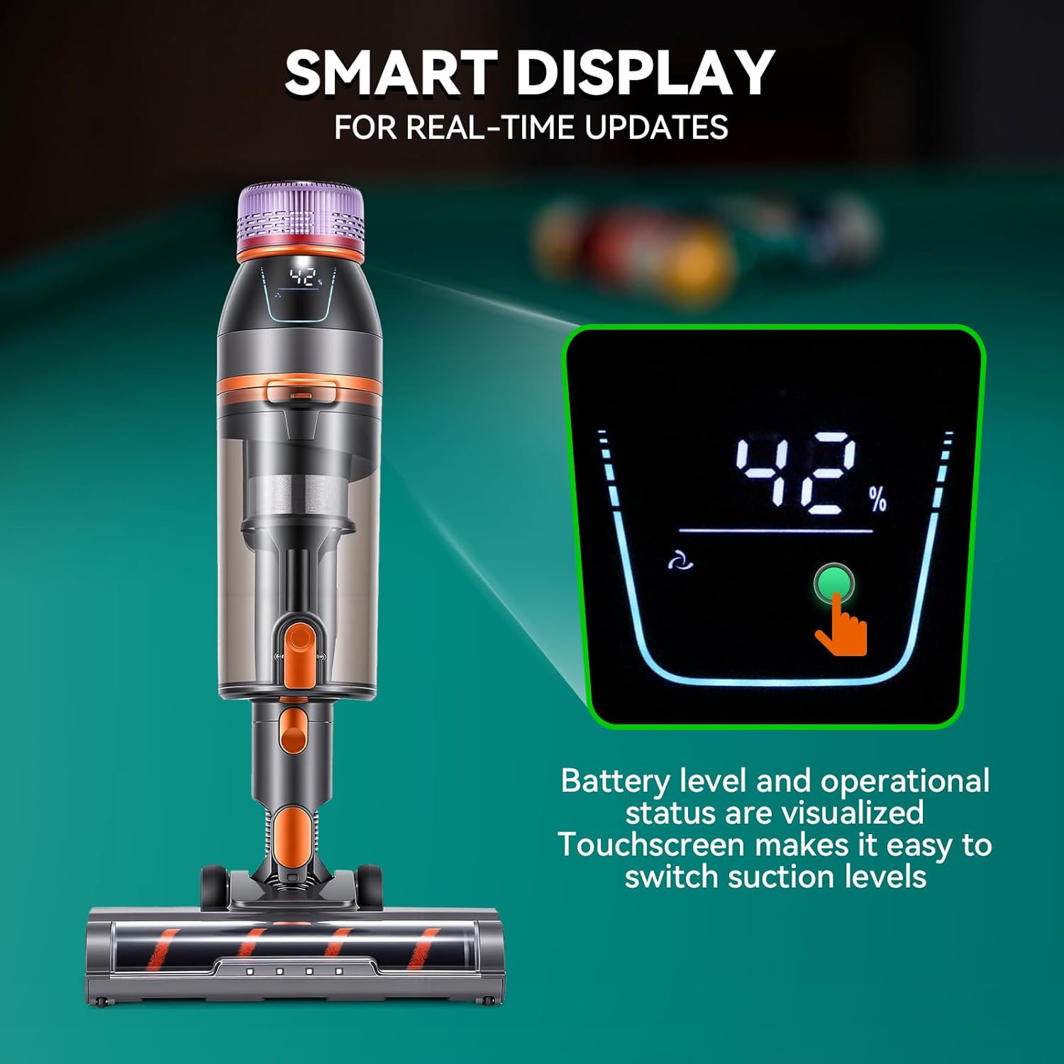 Newhai Billiard Table Cloth Cleaner, 26kpa Pool Table Cloth Vacuum Cleaner, Lithium Cordless Billiard Cloth Cleaning Machine 250W for Billiard Halls