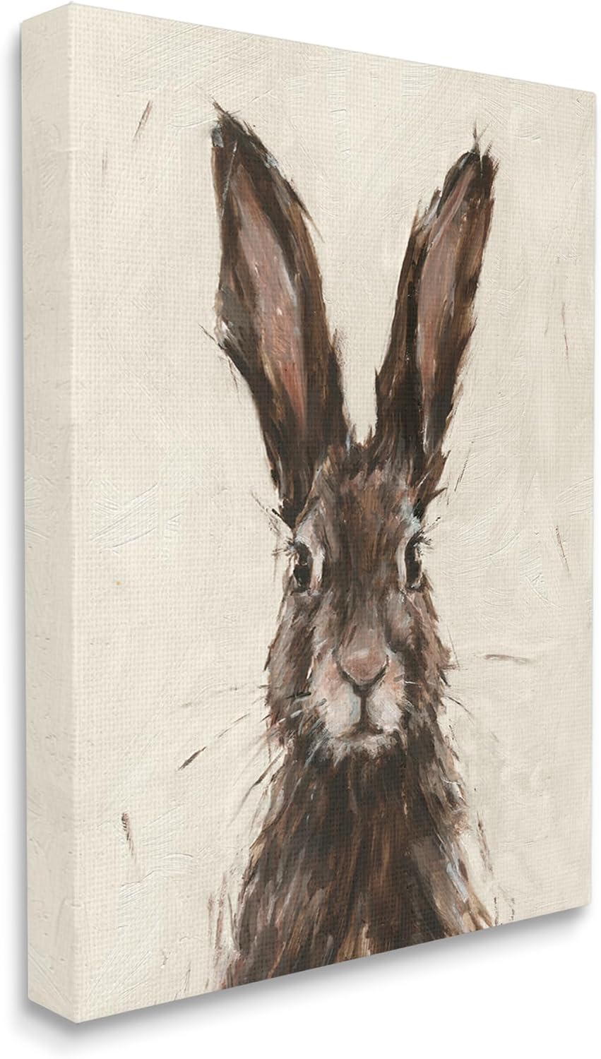 Stupell Industries Brown European Rabbit Hare Portrait Painting, Gallery Wrapped Canvas, 30 x 40