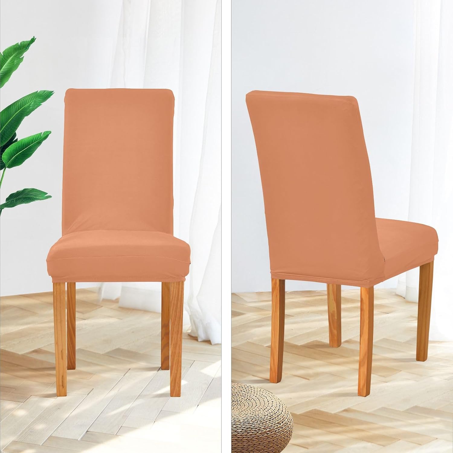 Chair Cover White Set of 4 Removable Christmas Chair Covers Set for Party Pet Protection（4PCS Light Orange）