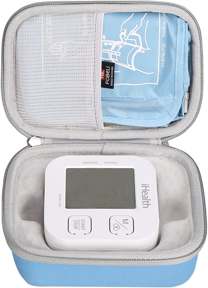 FBLFOBELI Estuche rígido de repuesto para monitor de presión arterial inteligente iHealth Track en la parte superior del brazo, máquina de manguito de presión arterial Bluetooth, bolsa protectora de almacenamiento de viaje (solo estuche)