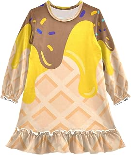 Camisones para niñas de 3 a 10 años, color marrón, amarillo, helado, gofres