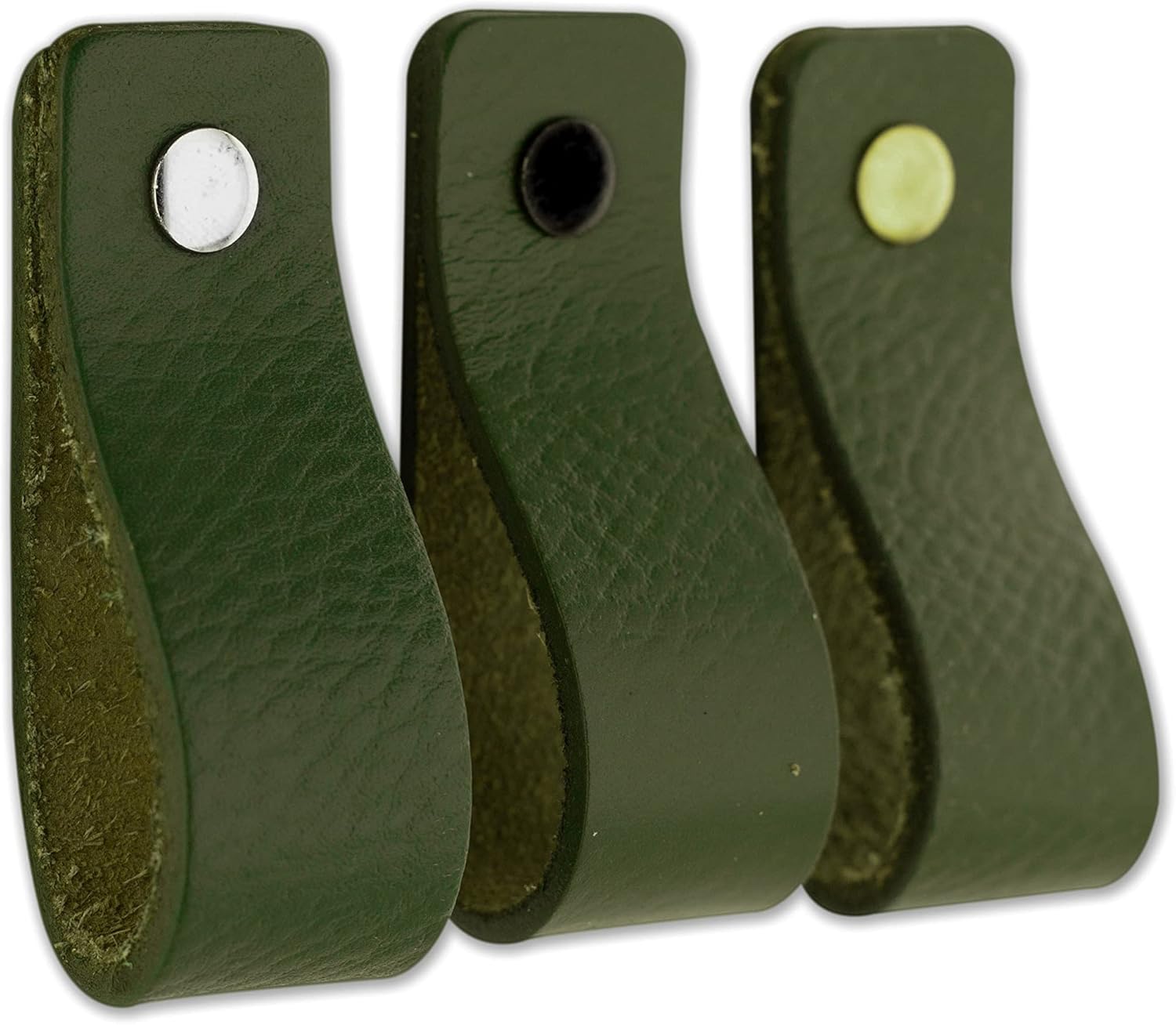 Brute Strength - Leather Drawer Pulls - Olive Green - 12 pcs - 6-1/2 x 1 ’’ - Leather Handle - Leather Dresser Pulls - Cabinet knobs Dresser knobs - Dresser Handles