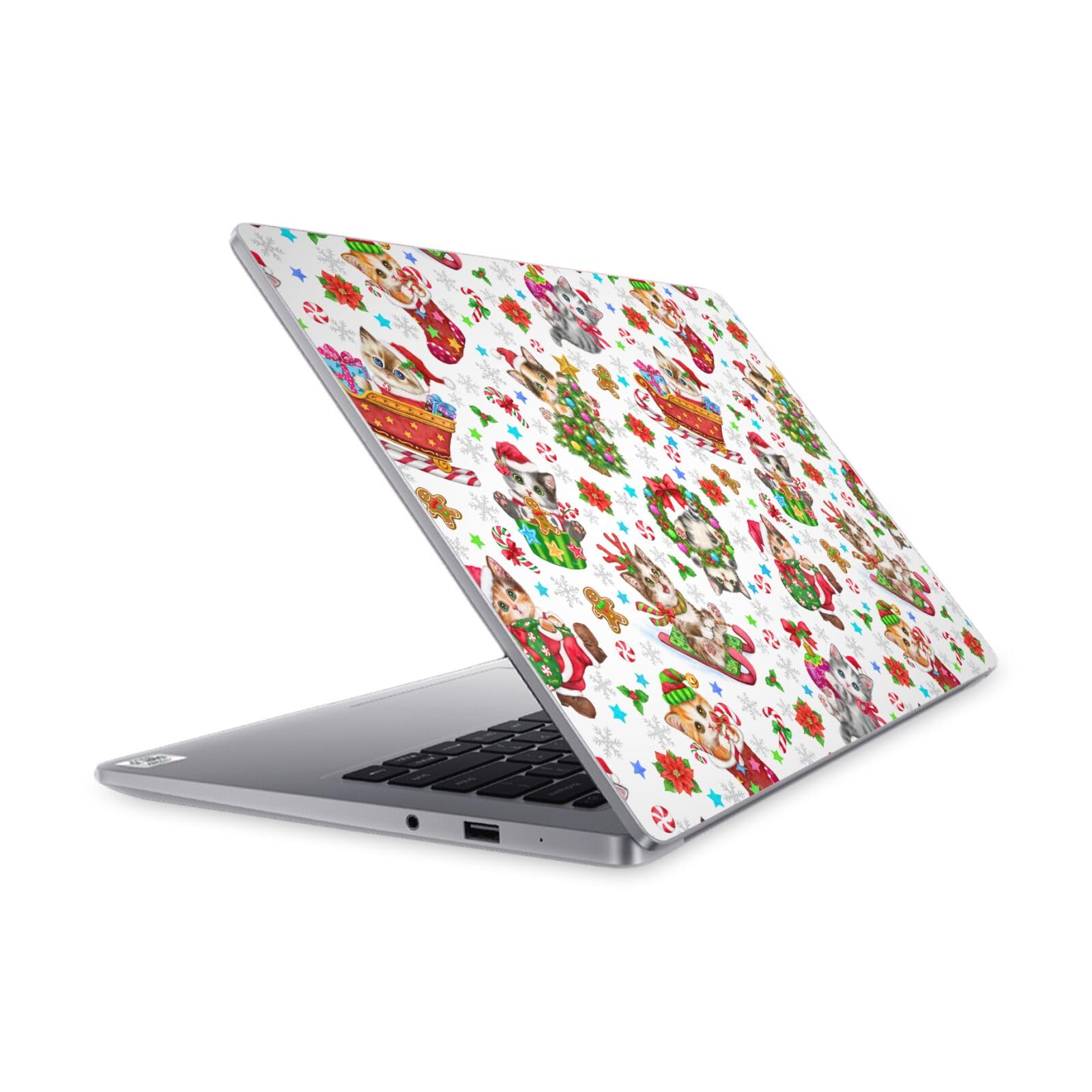 Autocollant vinyle chatons de Noël pour protéger et masquer les rayures du Mi Notebook 14