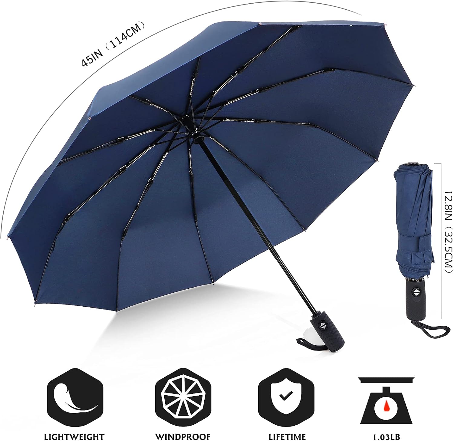 ZOMAKE Travel Umbrella Compact - 10 Ribs Portable Collapsible Umbrellas for Rain Windproof - Paraguas Automatic Small Folding Umbrella Lightweight Packable Umbrella for Women Men - Image 2