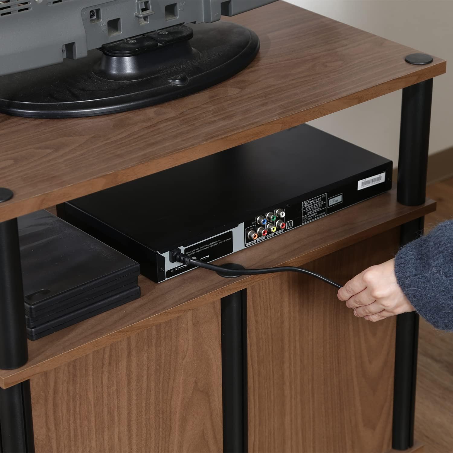 Fuji Boeki 97527 TV Stand, Lowboard, 22 Type, Width 23.6 x Depth 15.6 x Height 22.8 inches (60 x 39.5 x 58 cm), Brown Wood Grain TV Rack with Door Storage, Assembly Product