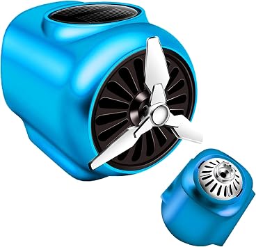 Solar-Powered Car Vent Air Freshener, Propeller Design, 3.62x2.44 inches, Blue, with 10ml Perfume Blue, Ocean