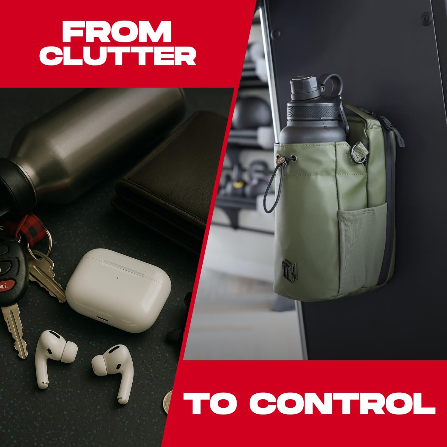 Magnetic Bottle Bag Sling Bag for Men and Women | Gym Bag for Gym, Travel, Work, and Sports | Keep Your Items off the Dirty Gym Floor With Magnetic Attachment (Green)