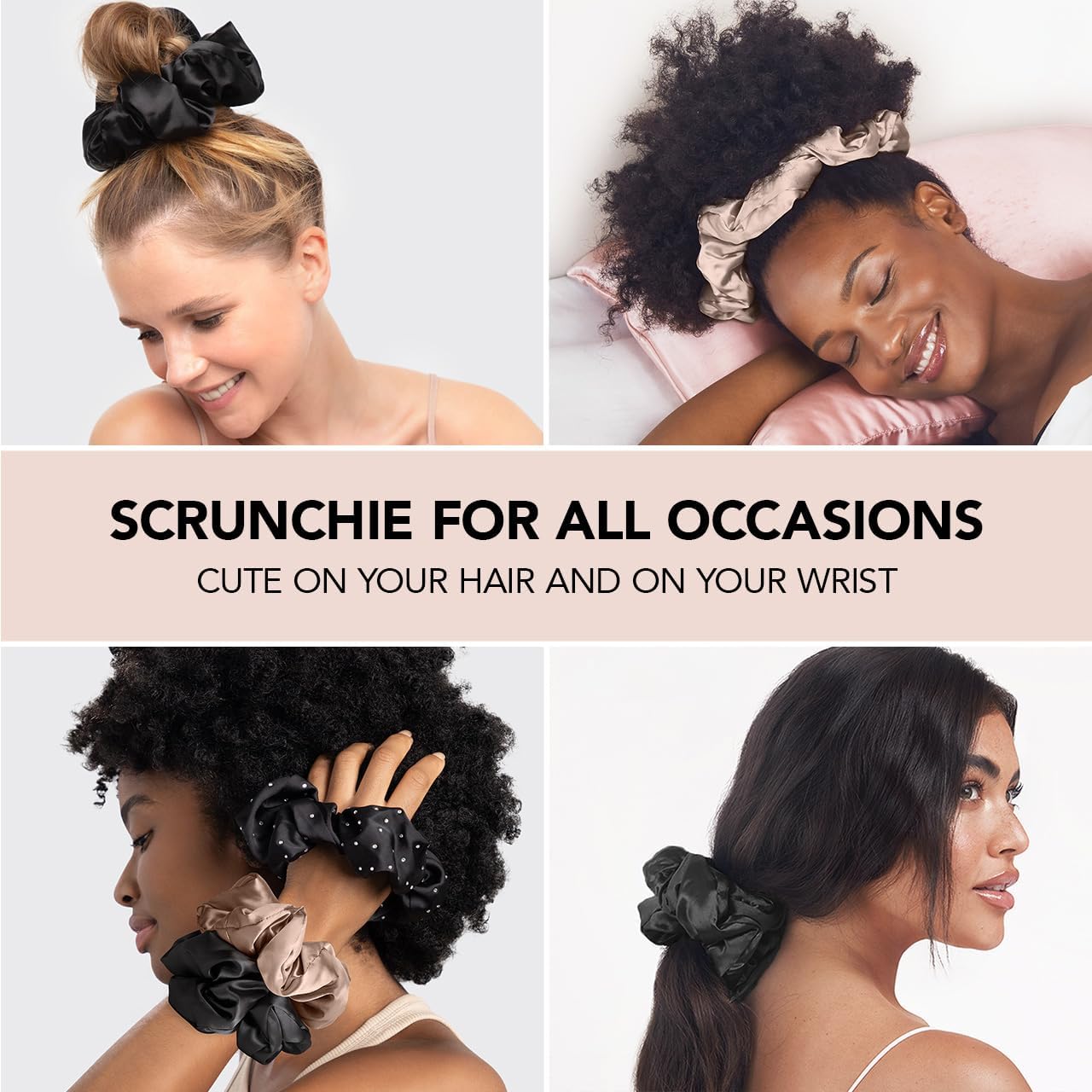 Kitsch Satin Pillowcase, Champagne & Satin Hair Scrunchies with Discount