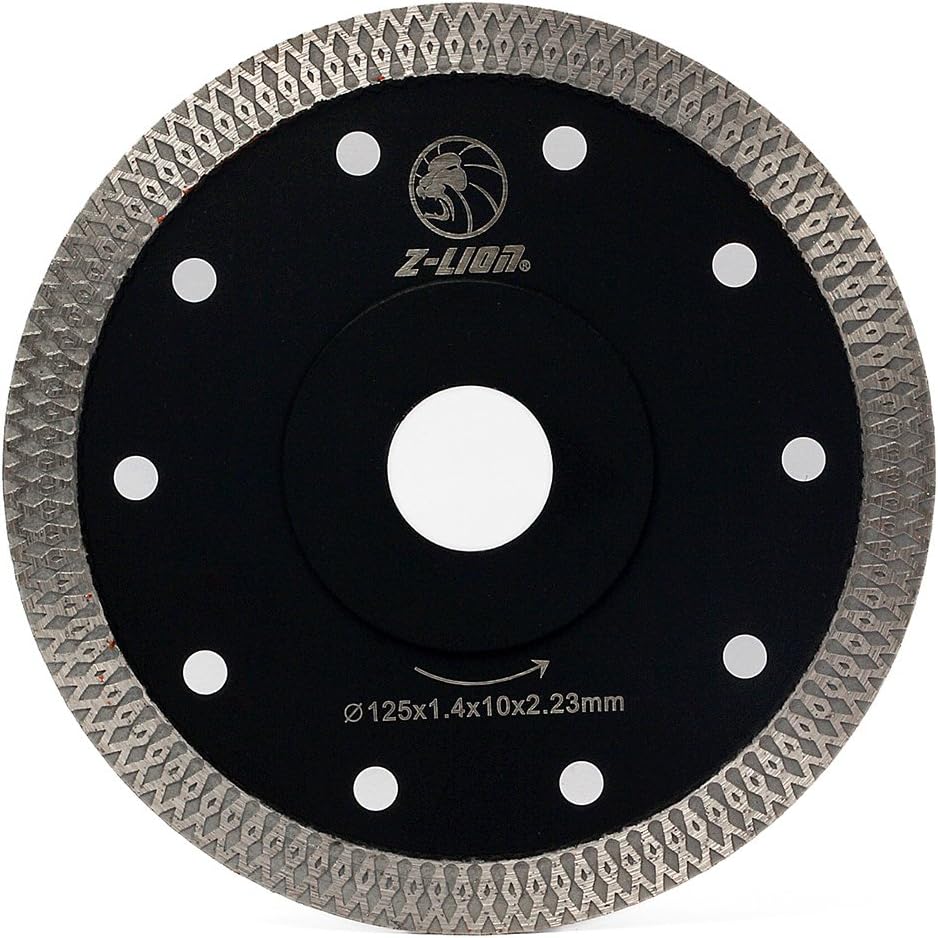 5 inch Diamond Saw Blade Continuous Wide Turbo Teeth,Super Thin Diamond Cutting Blade with Cooling Holes for Granite Marble Concrete Stone Brick
