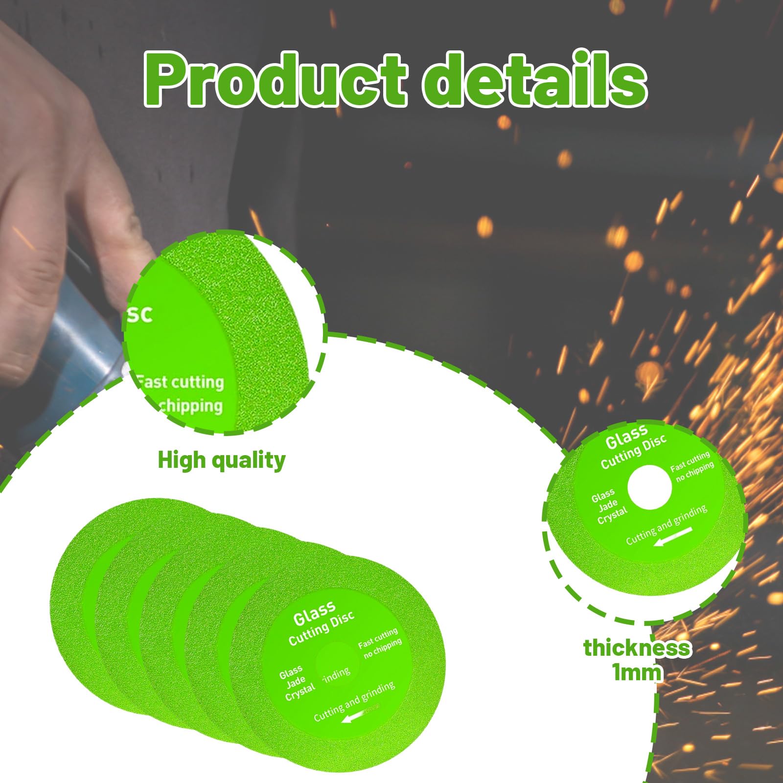 5PCS Tile Cutting Disc for Angle Grinder Diamond Glass Cutting Disc, 100mm Diameter with 20mm Inner Hole - Image 3