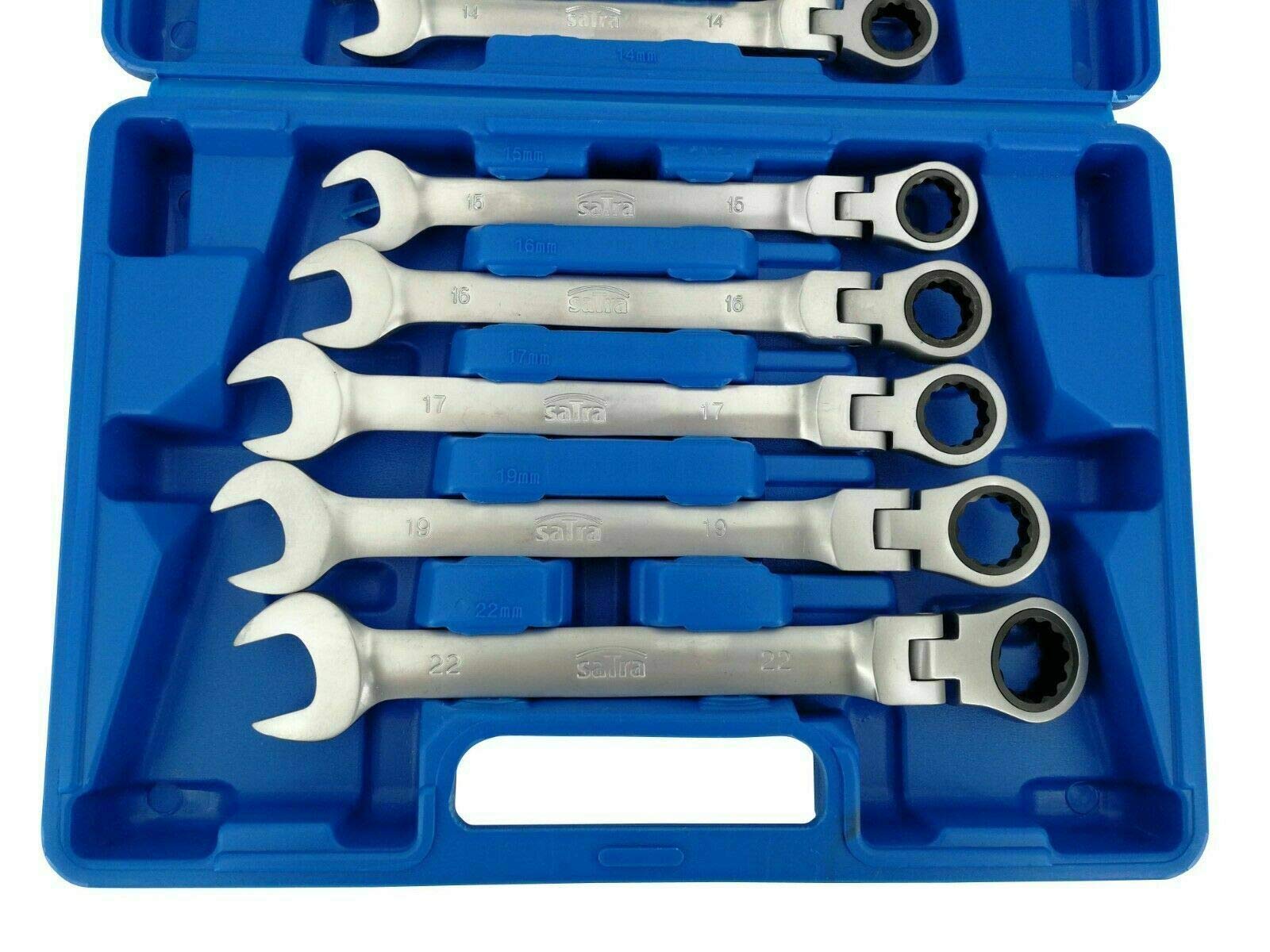 Juego de llaves de carraca articulada (12 piezas, 8-19 mm, pulidas)