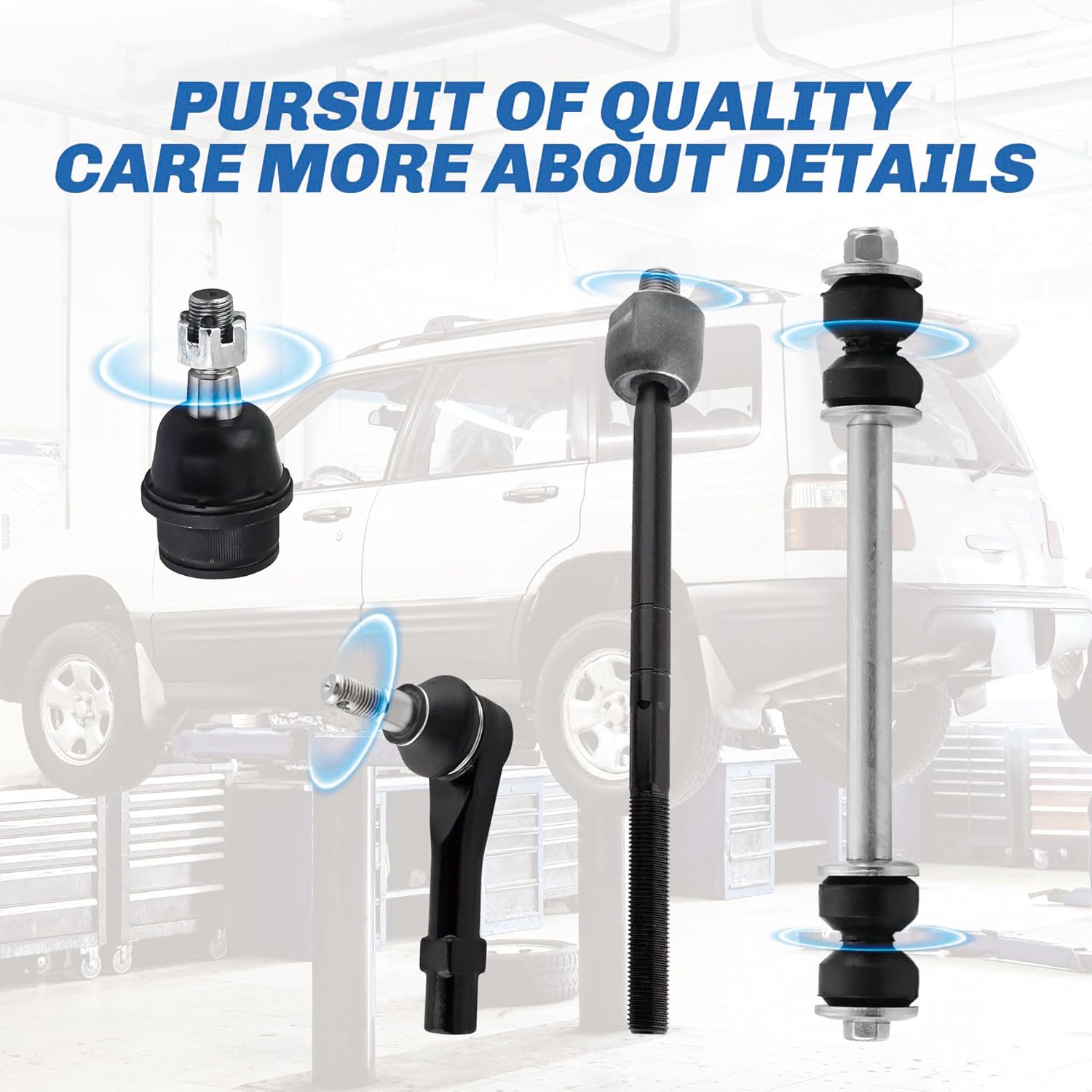 Suspension Front Control Arm Kit Compatible With Mazda B2300 B2500 B3000 B4000, Ford Ranger 2WD Front Upper Control Arm, Lower Ball Joint, Sway Bar Link Front, Inner & Outer Tie Rod End