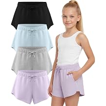 PURE CHAMP Girls Shorts 4 Pack Girls Athletic Shorts Ultra-Soft Youth Quick Dry Dolphin with Drawstring Size Toddler -16