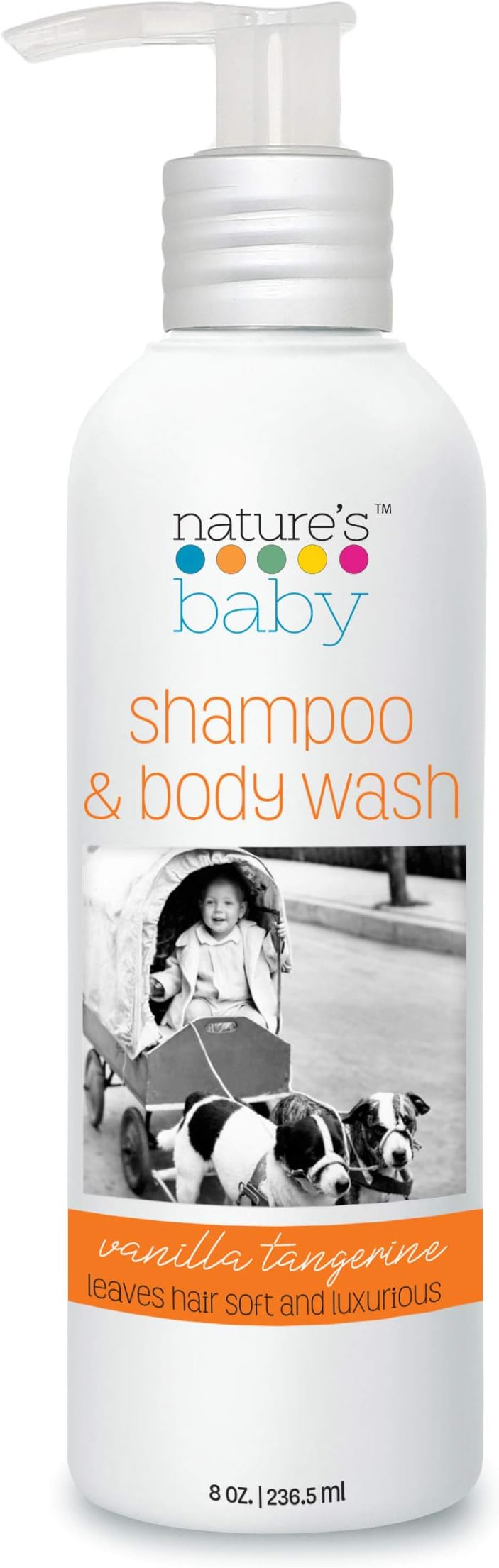 Nature's Baby Shampoo, Face & Body Wash 8 oz - Formulated for Problem and Sensitive Skin, pH Neutral. No Sulfate or Artificial Fragrances - Vanilla Tangerine