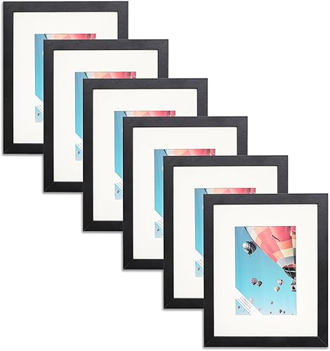 Miniatura 9 de Juego de 2 marcos de fotos de madera negra de 11 x 14 pulgadas con paspartú para fotos de 8 x 10 pulgadas, vidrio Plexi, para colgar en la pared