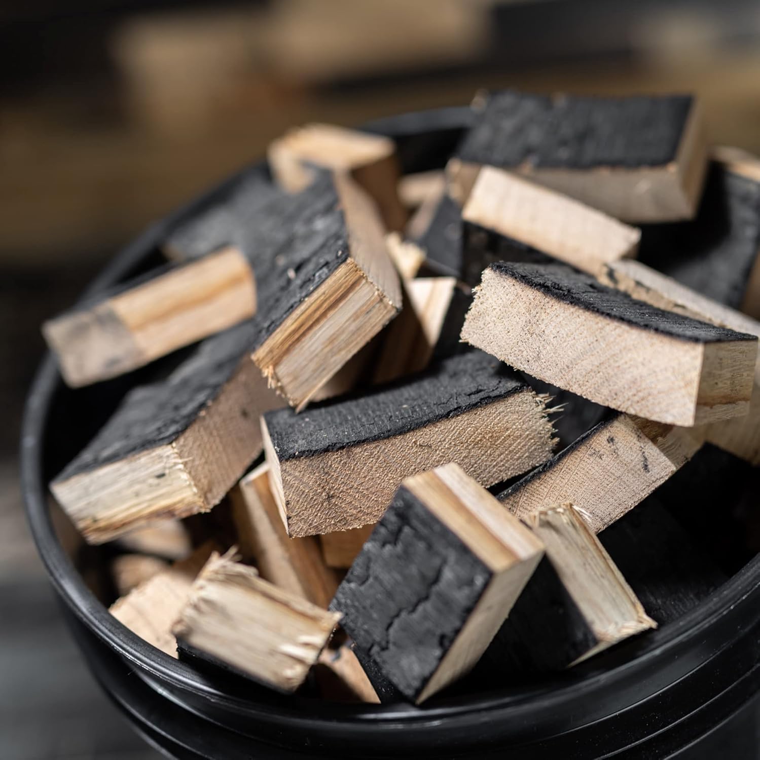 Midwest Barrel Co. 20lb Bucket of Bourbon Barrel BBQ Smoking Wood Chunks - Authentic American Oak Wood Chunks, Smokers & Grills, Slow Burning, for Beef, Pork, Poultry, Lamb, Veggies & Cheese