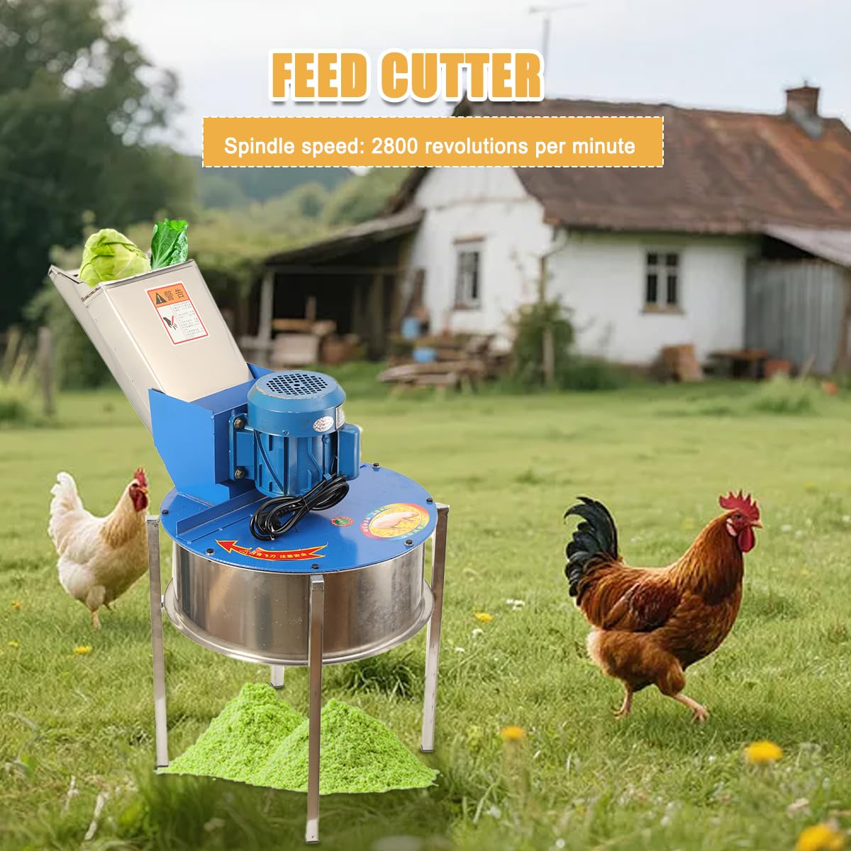 Elektrischer Futterhäcksler, 550W Motor, Kleiner Geflügelfutterzerkleinerer