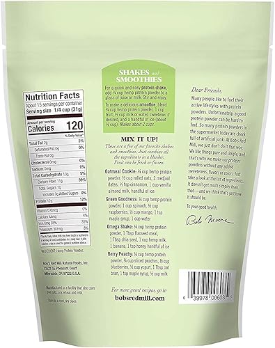 Miniatura 7 de Bob's Red Mill Proteína de cáñamo resellable en polvo, 16 onzas (paquete de 4)