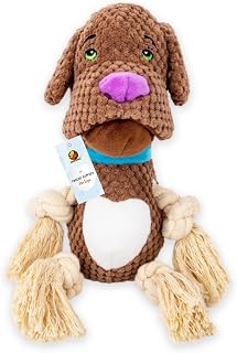 Foodie Puppies Plush Squeaky Rope Toy - (Brown Bulldog) | Non-Toxic, Soft, Stuffed, Teething, Playful, Cuddly Rope Toy | P... Price In India