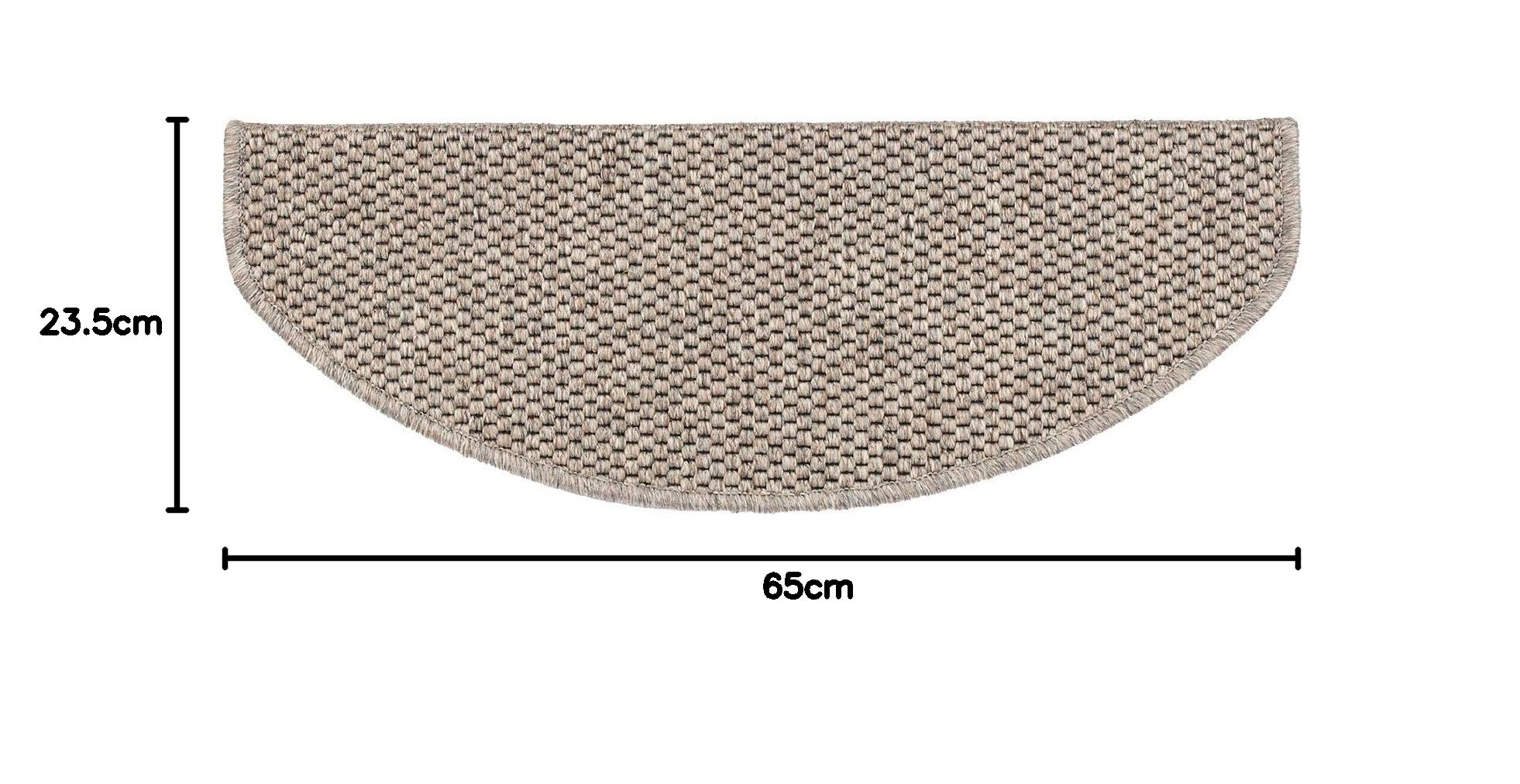 casa pura Tappeto per gradini calcuta effetto sisal - Kalkutta - in tessuto piatto, resistente protezione per scale - 65 x 23,5 cm - semicircolare - singolo gradini (Taupe)